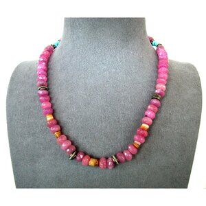 Faceted Pink Amethyst Beaded Necklace With Toggle Clasp & Accent Beads